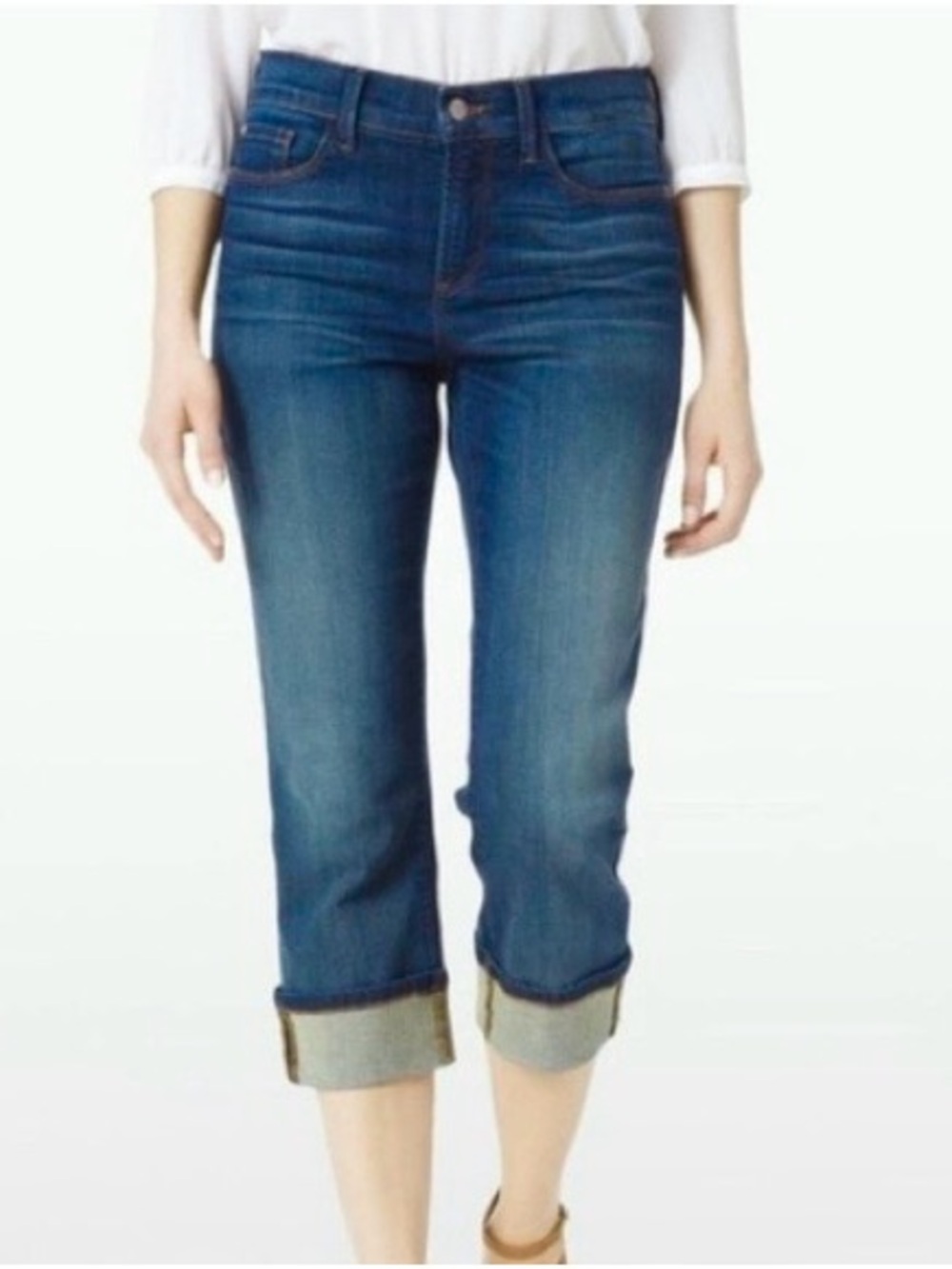 NYDJ Dayla Wide Cuff Capri Jeans Stretch Lift Tuck Technology size 4